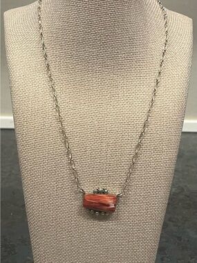 Sterling Silver Spiny Oyster Pendant Necklace by Navajo Silversmith Sheena Jack